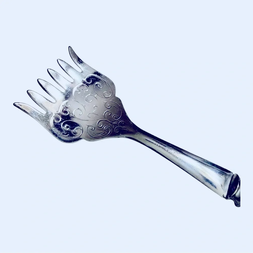 PRILL SHEFFIELD ENGLAND STAINLESS STEEL PORCELAIN SERVING  FORK